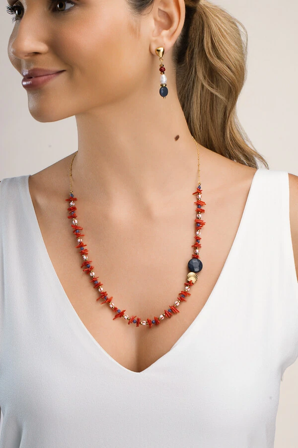 Colar Fishermen’s Core Jade Blue Palito Banho Ouro 18K