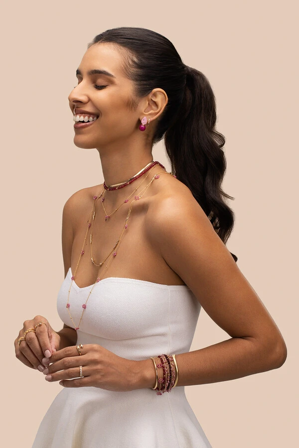Colar Longo Fiore Primavera Banho Ouro 18K