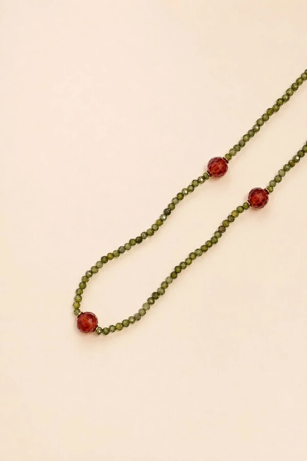 Colar Longo Virginia Zircônia Verde Banho Ouro 18K