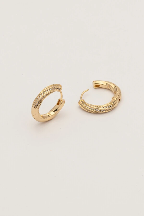 Brinco Argola Torcida Zircônia Banho Ouro 18K