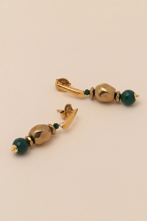 Brinco Ouro Vintage Gaia Jade Verde