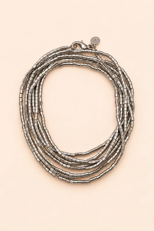 Colar/Pulseira Prateada Canutilhos