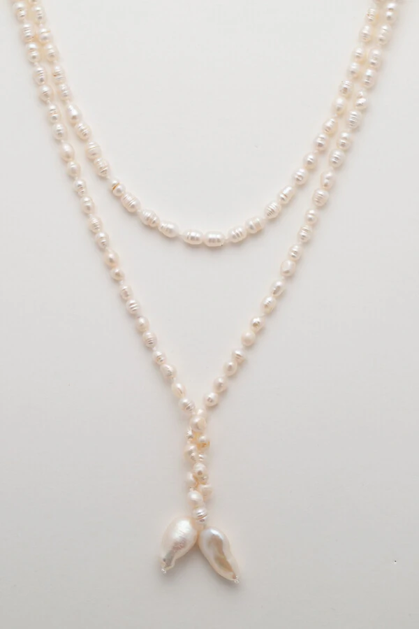 Colar Gravata Pérola Natural