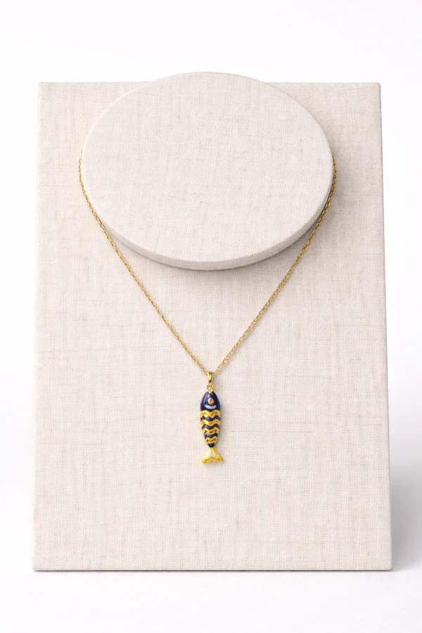 Pingente Dourado Peixinho Esmaltado