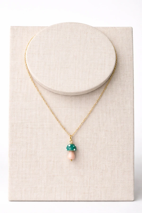 Pingente Cogumelo Da Sorte Banho Ouro 18K