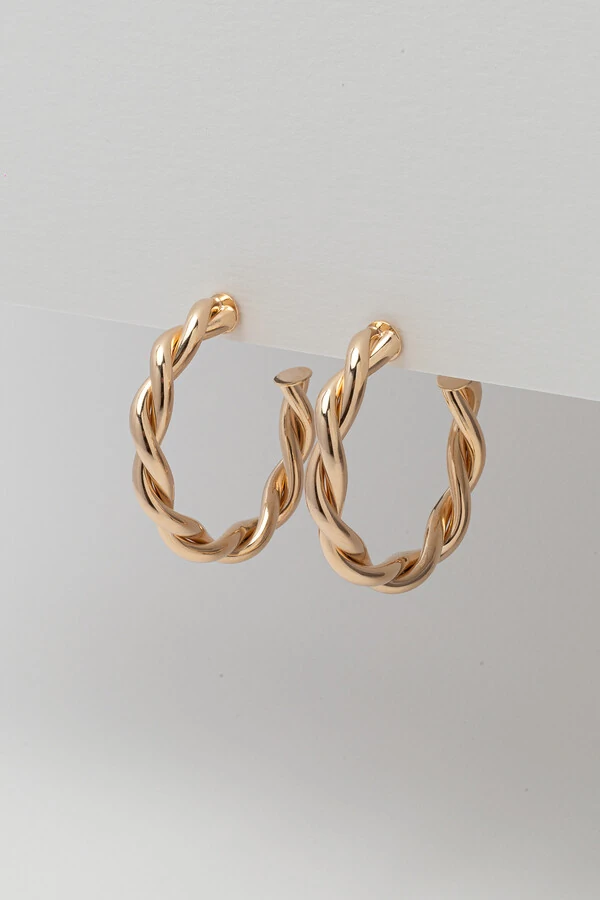 Brinco Dourado Argola Trançada