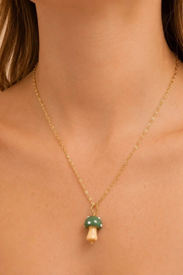 Pingente Cogumelo Da Sorte Banho Ouro 18K