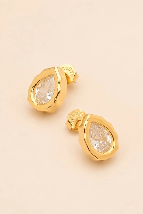 Brinco Dourado Gota Zircônia