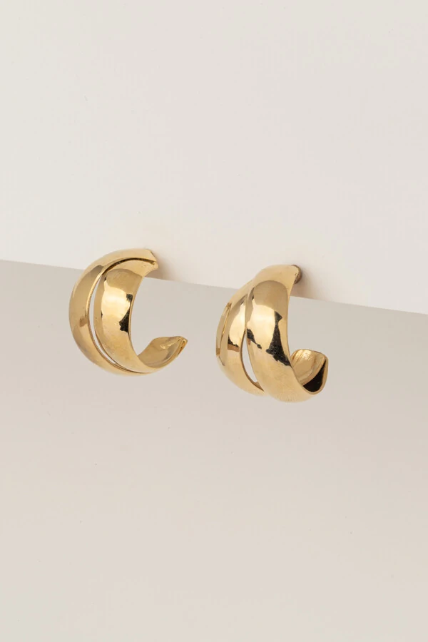 Brinco Argola Dourada Fita Dupla