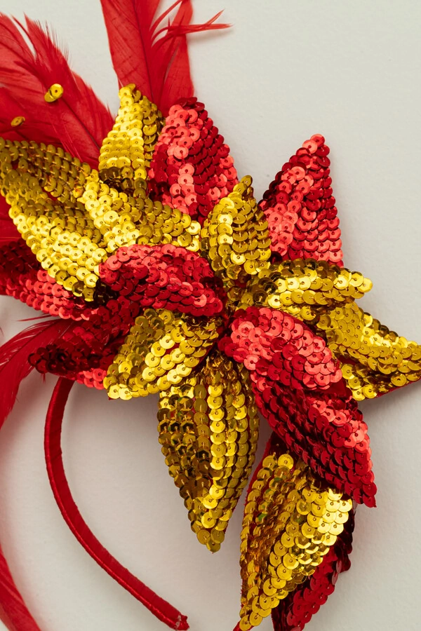 Tiara Carnaval Pluma Vermelha