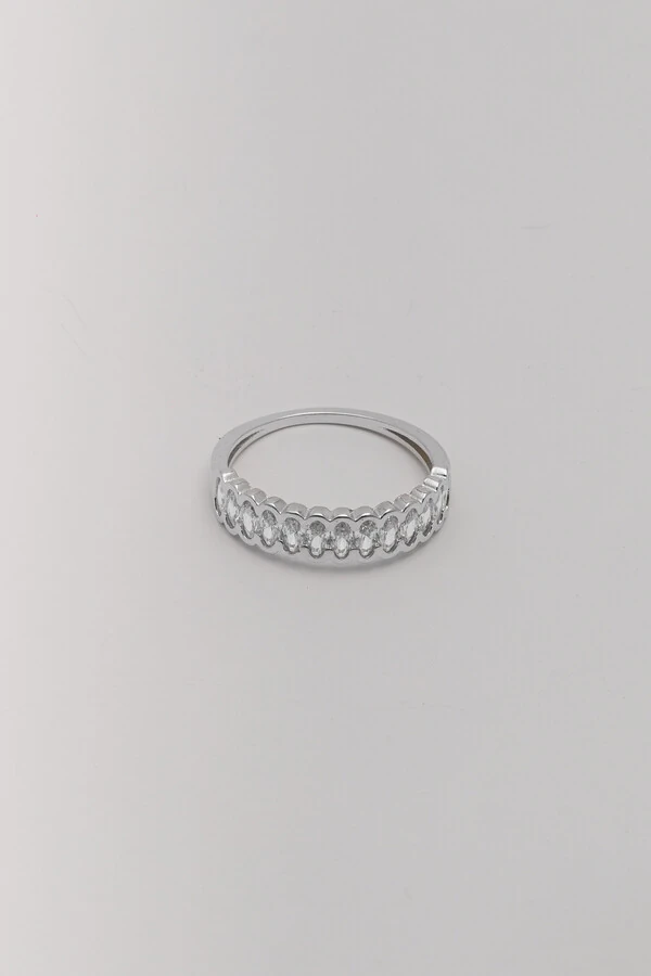 Anel Prateado Zircônia Cristal