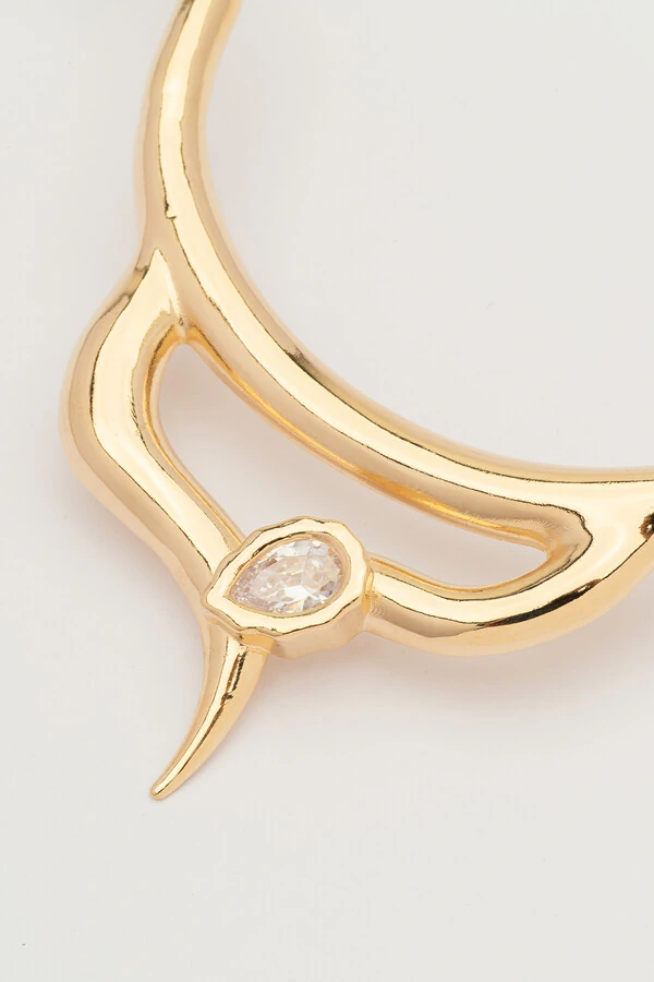 Colar Dourado Maxi Aro Snake Zircônia