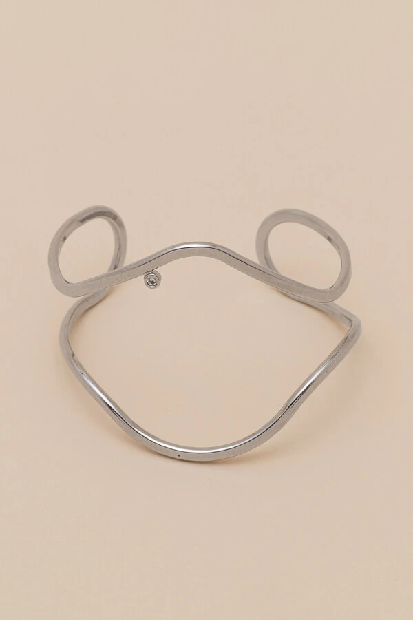 Pulseira Prateada Alva Ondas Ponto De Luz