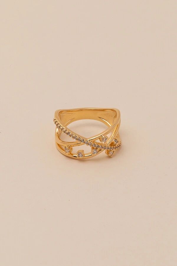 Anel Encanto Zircônia Cristal Banho Ouro 18K