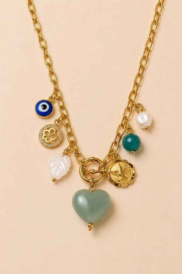 Colar Catier Multi Pingentes Banho Ouro 18K