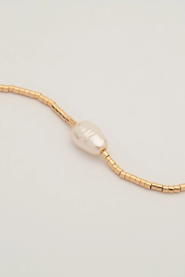 Pulseira Dourada Canutilhos Pérola