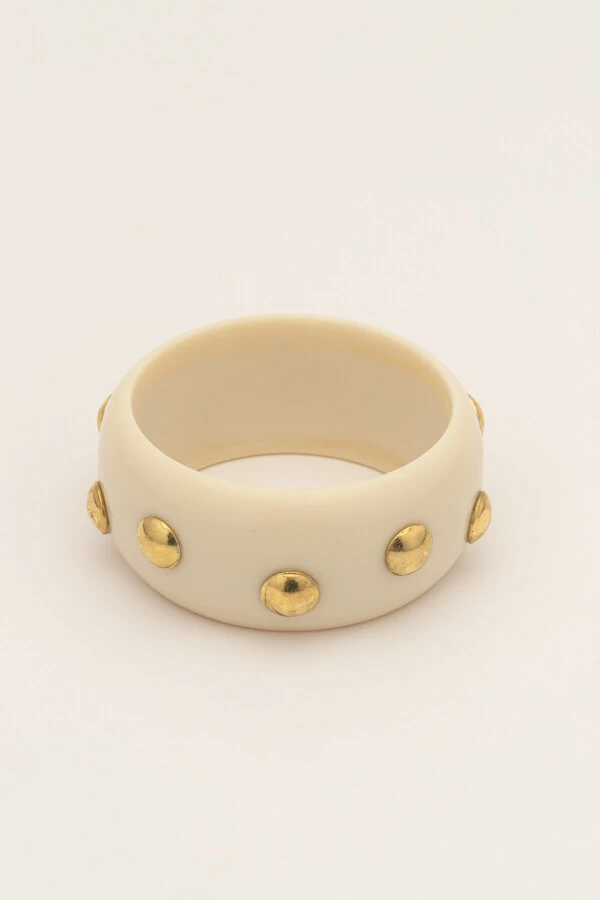 Bracelete Resina Nude Tachinhas Douradas