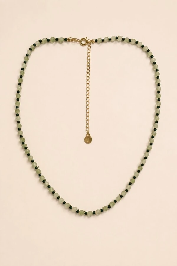 Colar Jade Goldstone Green Banho Ouro 18K