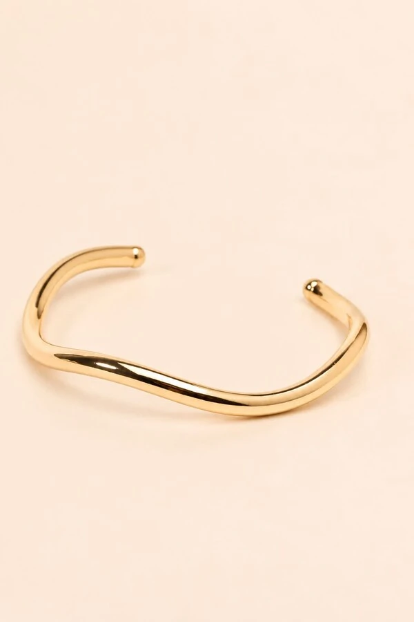 Pulseira Bracelete Onda Dourada