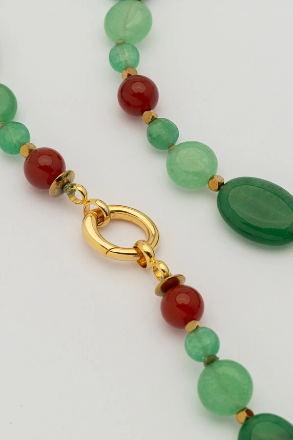 Colar Longo Jardins Agatha Verde Banho Ouro 18K