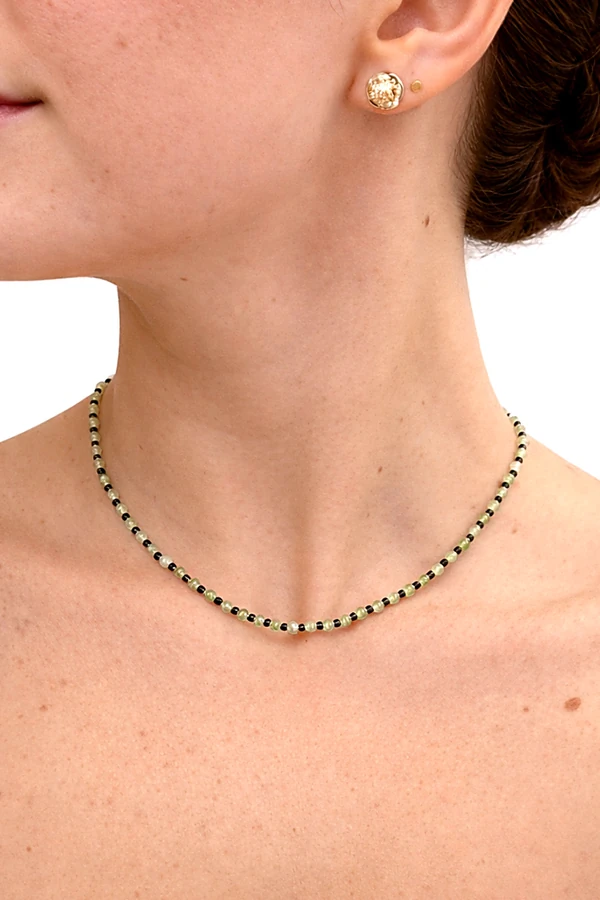 Colar Jade Goldstone Green Banho Ouro 18K