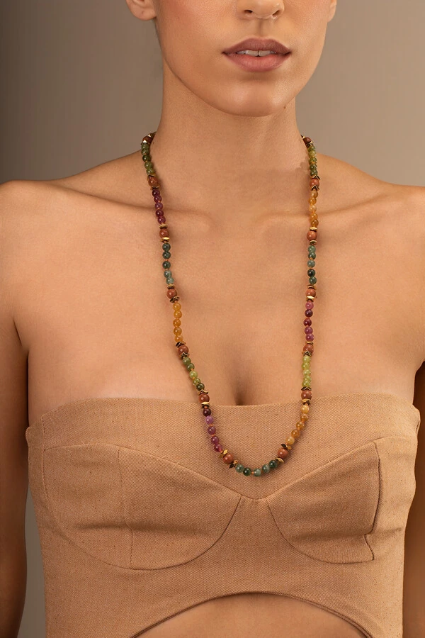 Colar Good Vibes Jade Color Goldstone