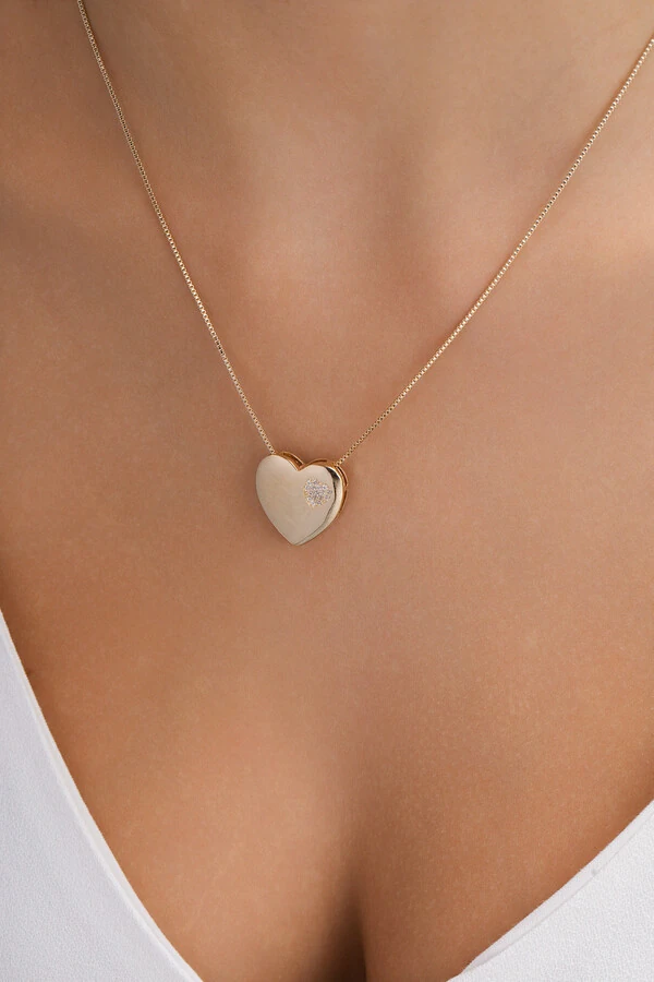 Colar Coração Liso Mini Coração Zircônia