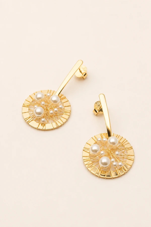Brinco Dourado Círculo Amarado