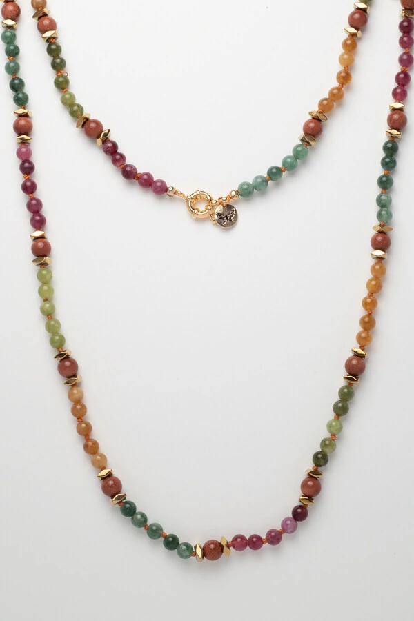 Colar Good Vibes Jade Color Goldstone