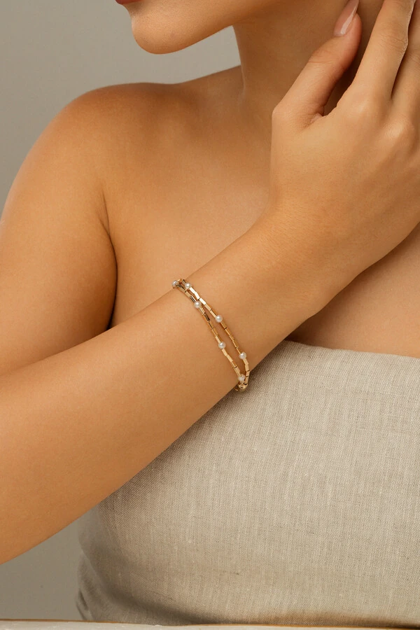 Pulseira Dupla Canutilhos Dourado
