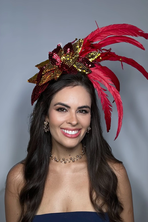 Tiara Carnaval Pluma Vermelha