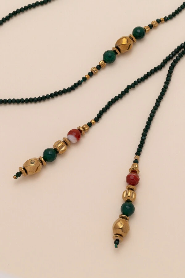 Colar Gravata Gaia Cristal Jade Verde
