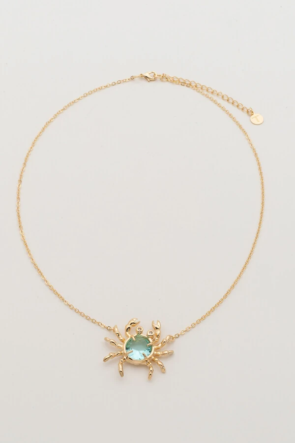 Colar Caranguejo Aqua Banho Ouro 18K