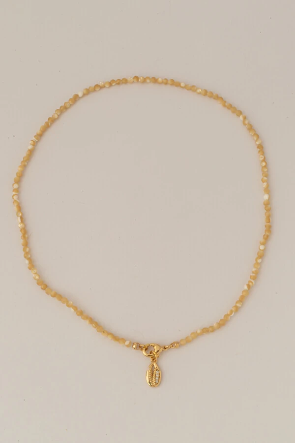 Colar Choker Madre Búzio Zircônia Banho Ouro 18K