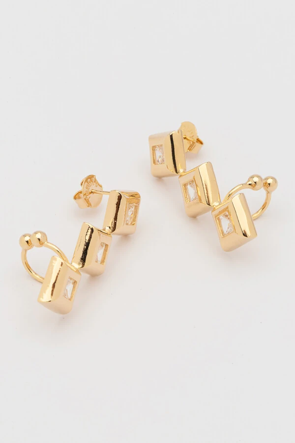 Brinco Earcuff Dourado Formas Zircônia