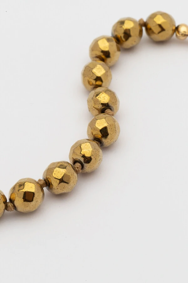 Pulseira Hematita Facetada Banho Ouro 18K