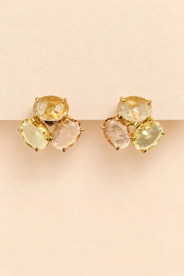 Brinco Dourado Harmonia Cristais