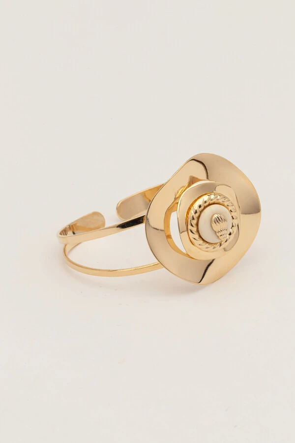 Pulseira Dourada Placa Orgânica Howlita Concha