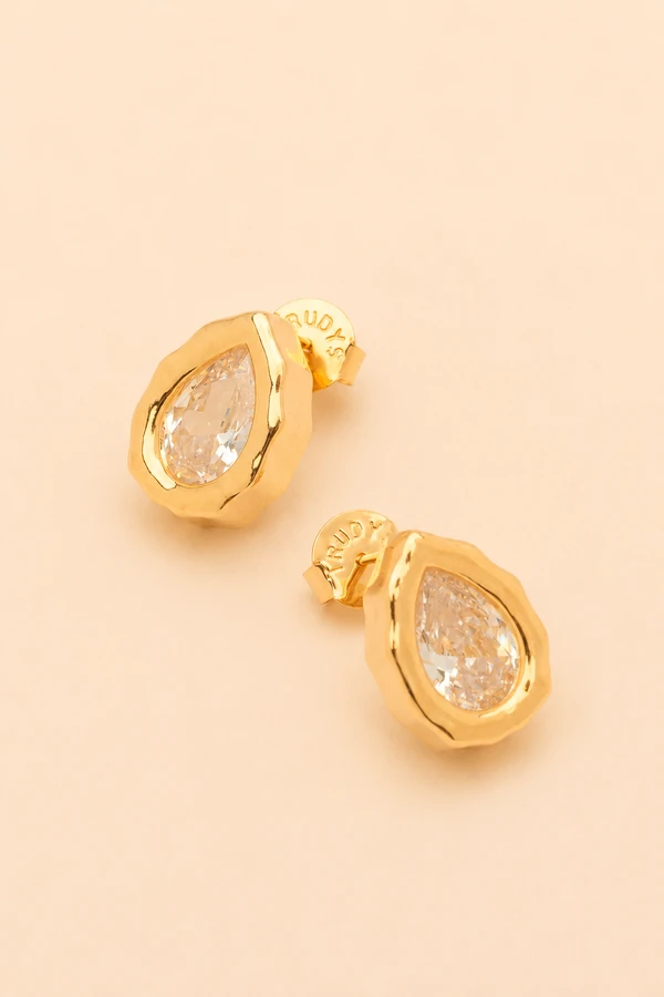 Brinco Dourado Gota Zircônia