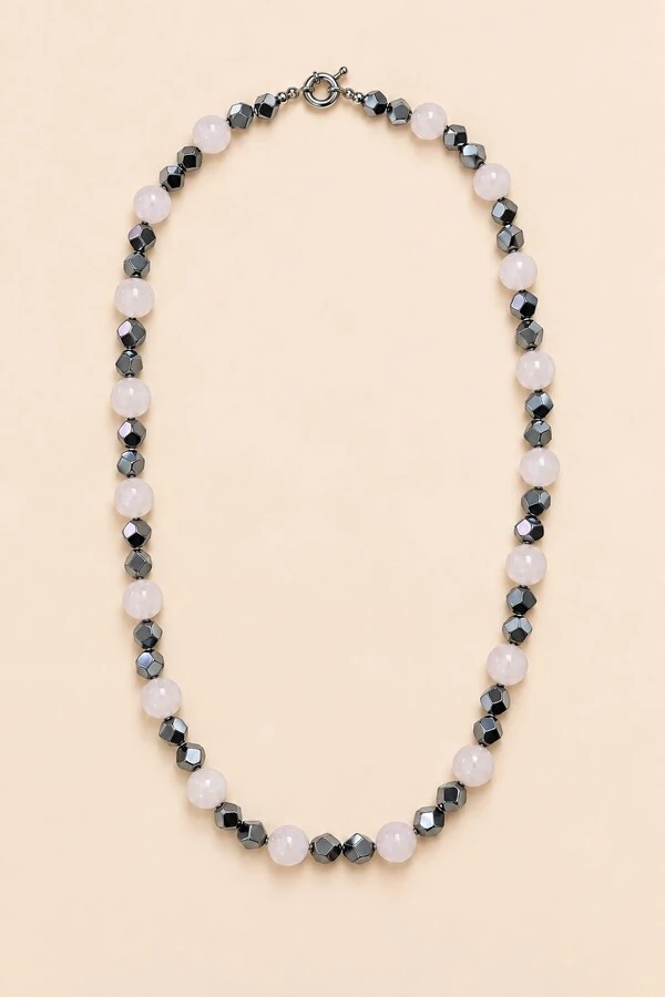 Colar Prateado Cloud Jade Branca