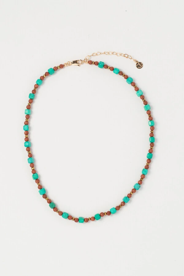 Colar Vicenza Goldstone Howlita Banho Ouro 18K