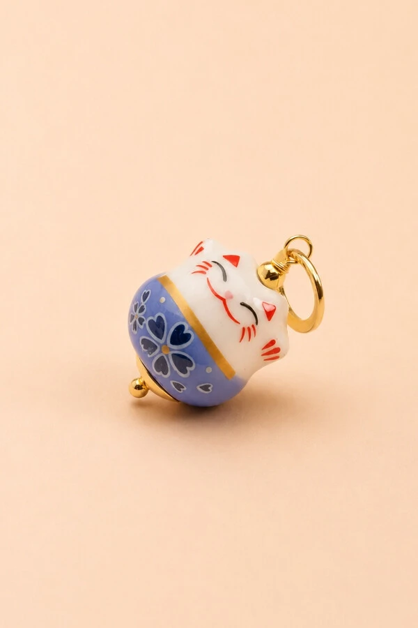 Pingente Gatinho Da Sorte Banho Ouro 18K