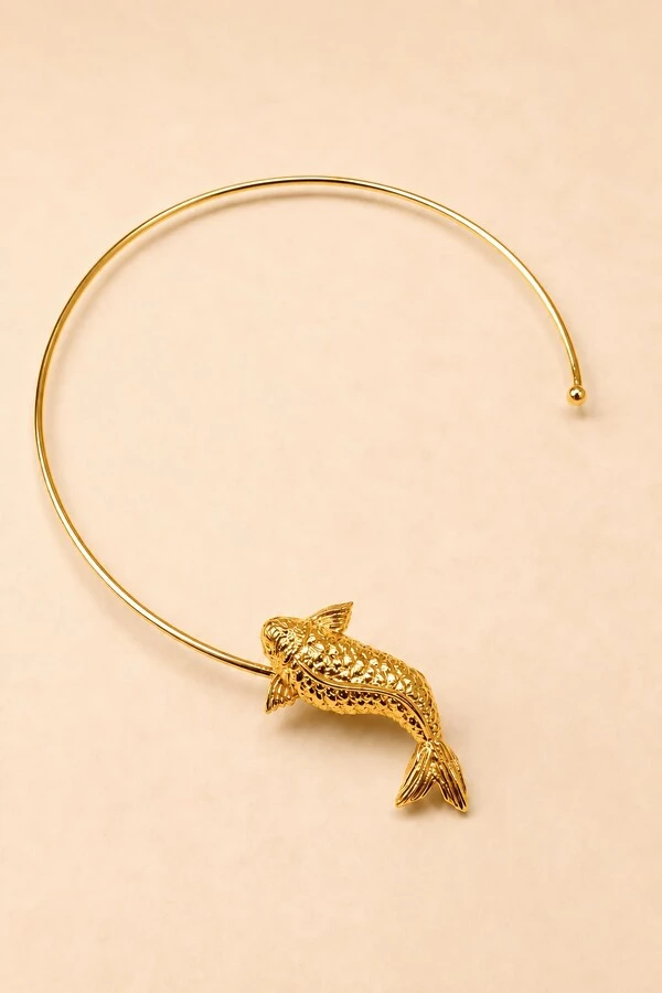 Colar Aro Dourado Peixe Carpa