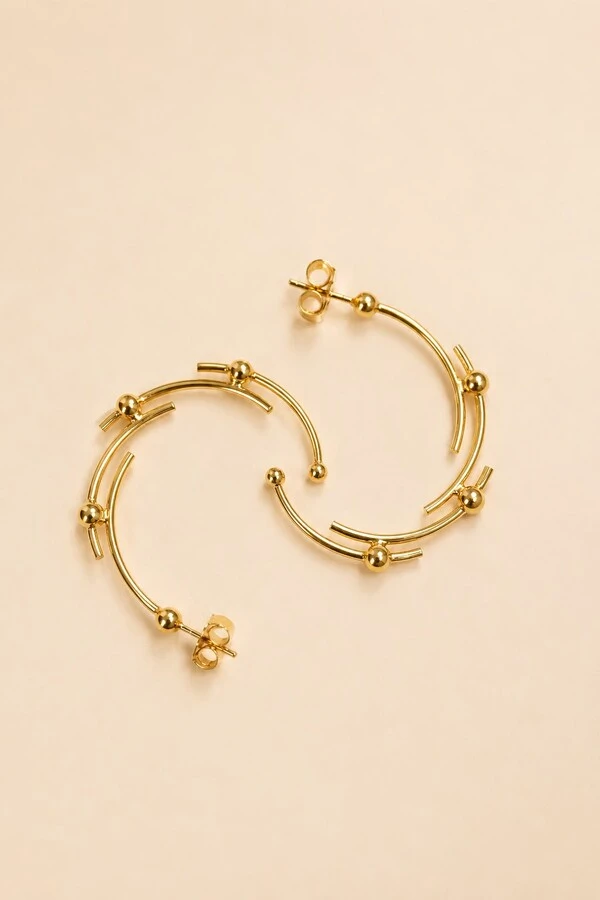 Brinco Dourado Argola Esferas