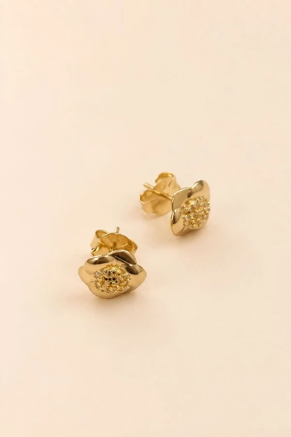 Brinco Flor Banho Ouro 18K