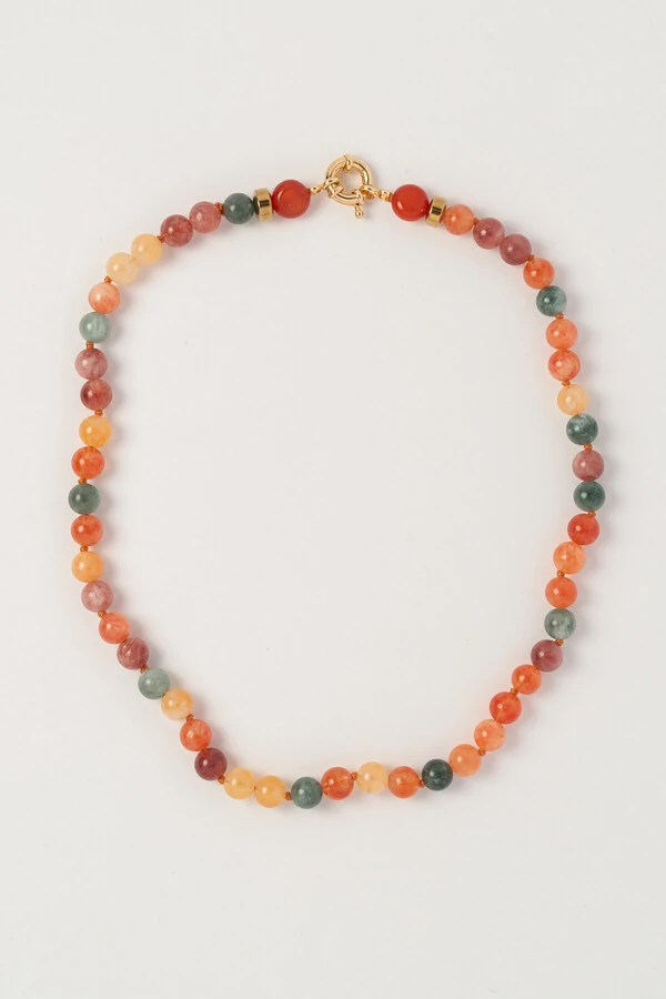 Colar Curto Marise Mix Jade Banho Ouro 18K