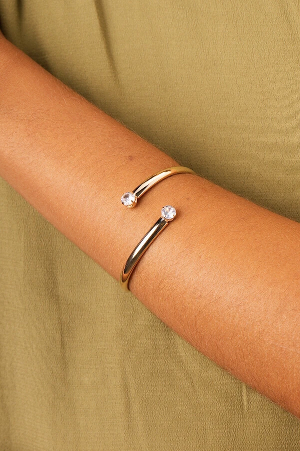 Pulseira Dourada Zircônia Dupla