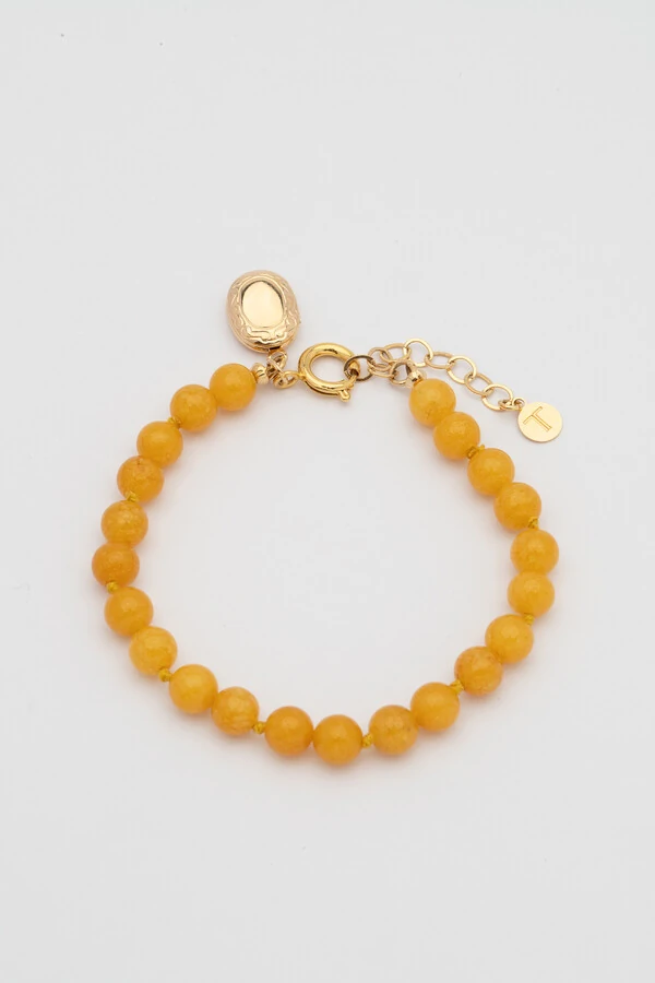 Pulseira Nautic Jade Amarela Banho Ouro 18K