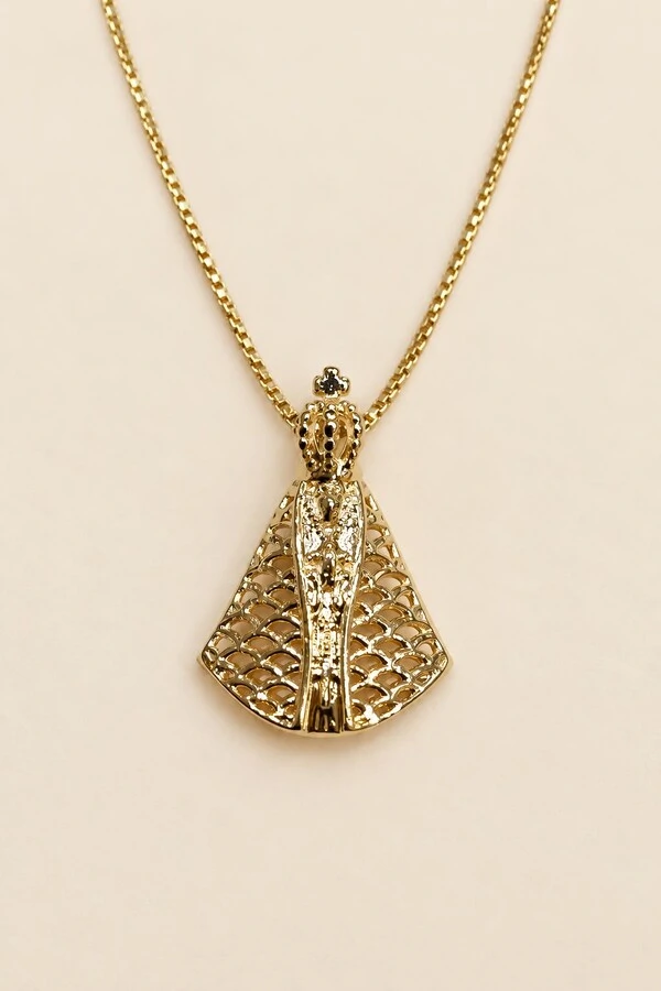 Colar Nossa Senhora Aparecida Banho Ouro 18K