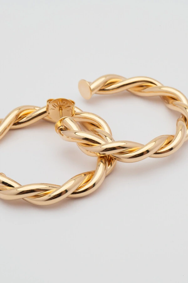 Brinco Dourado Argola Trançada